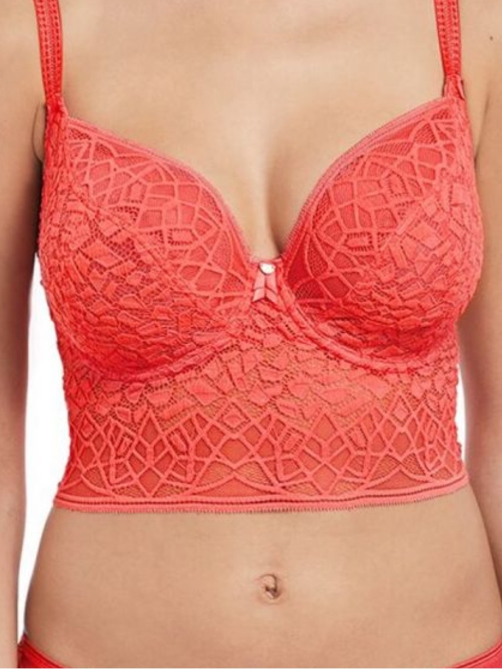 NWT Freya Coral Lace Longline Bralette Bra US 34H